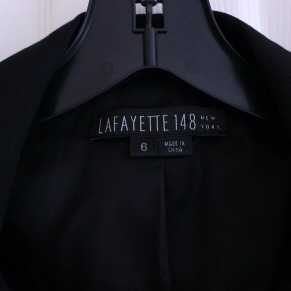 Lafayette 148 Black Wool Long Sleeve Front Pockets Snap Front Buttons Blazer - Picture 4 of 11